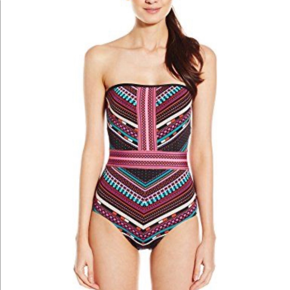 Fun printed bandeau swim suit